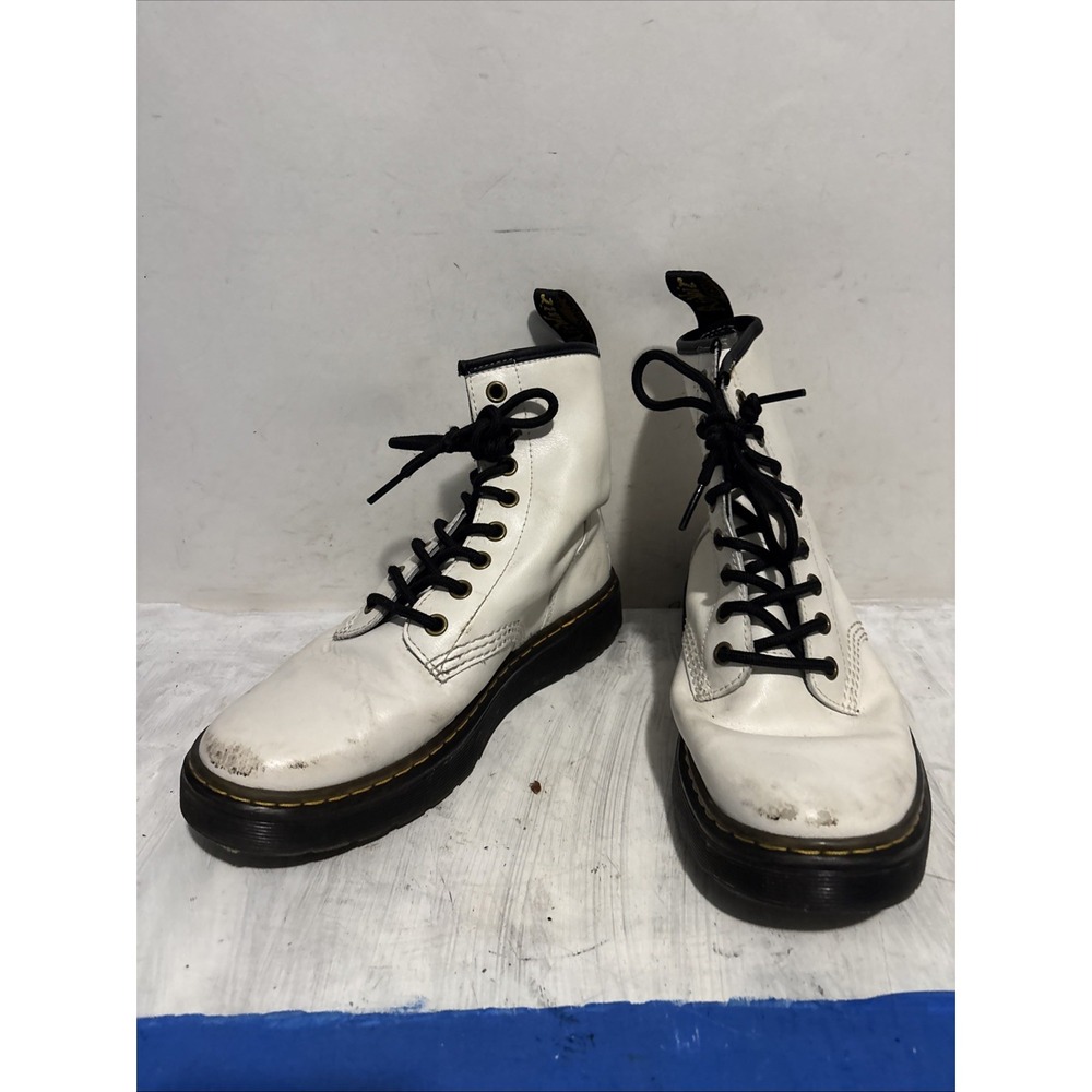 Dr. Martens 1460 White Smooth Leather Combat Boots Womens Size 7 US